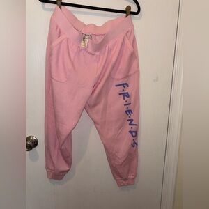 FRIENDS PINK FLEECED LINED PAJAMA PANTS